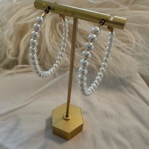 Elegant Pearl Hoop Earrings